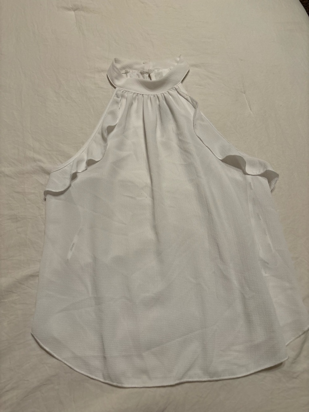 White Ruffled Halter Neck Women's Top